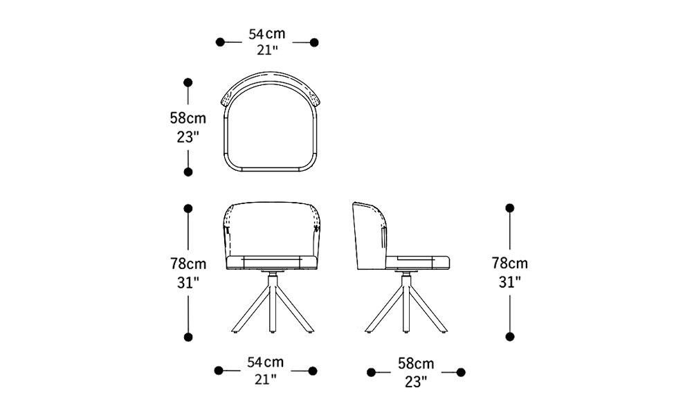 Image of the main dimensions of the product